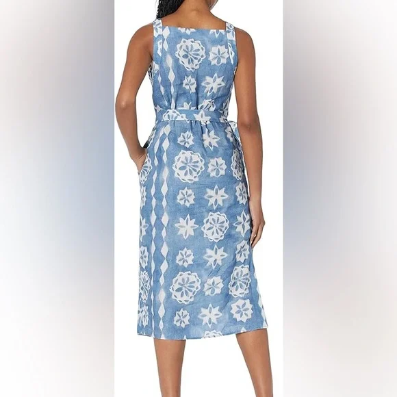 Rebecca Taylor Paper Fleur Linen Wrap Midi Dress XS - Picture 2 of 6